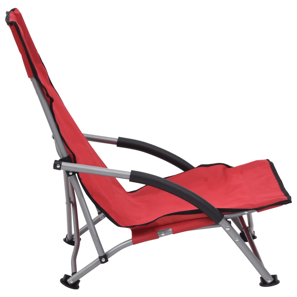 vidaXL Cadeiras de praia dobráveis 2 pcs tecido vermelho