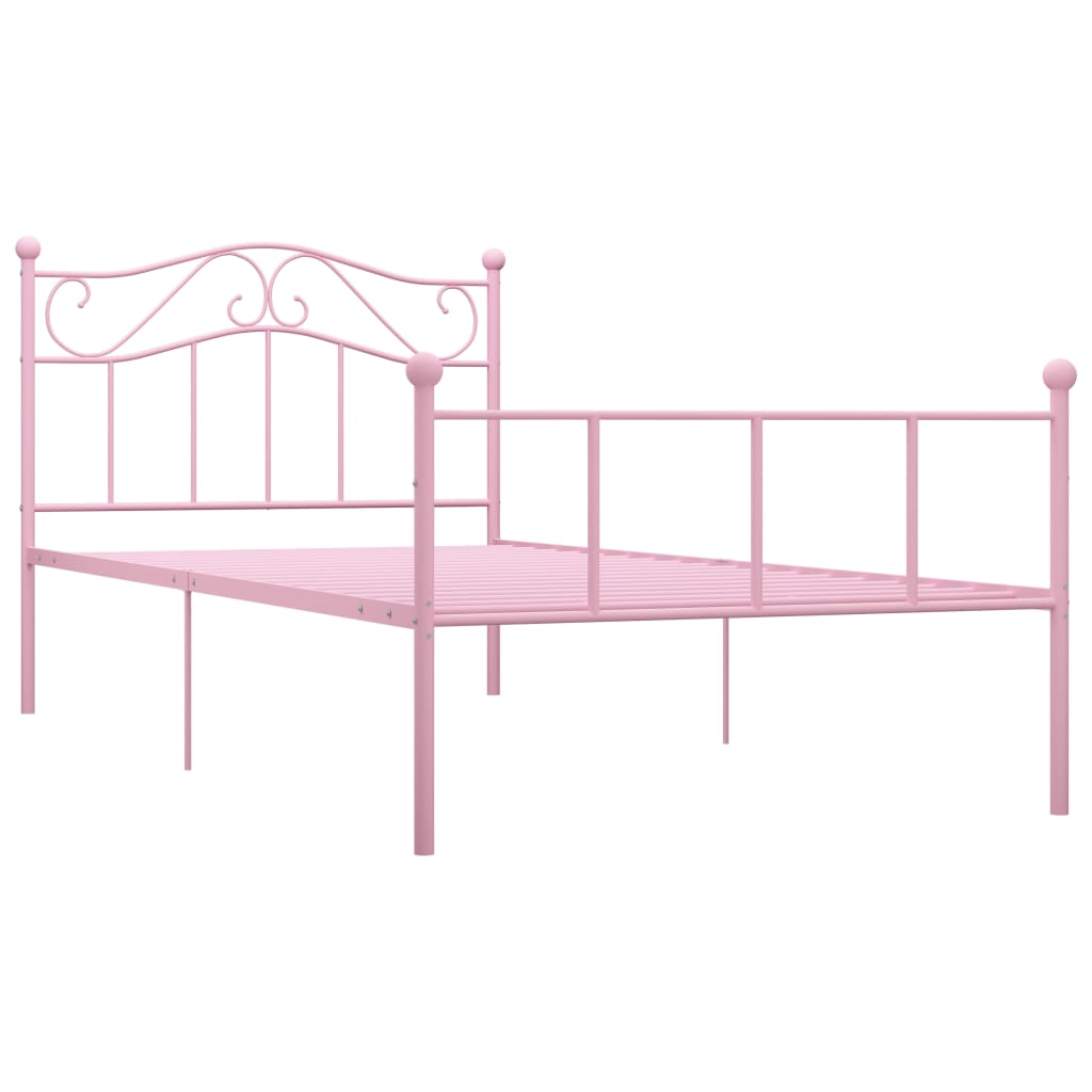 vidaXL Estrutura de cama 90x200 cm metal rosa