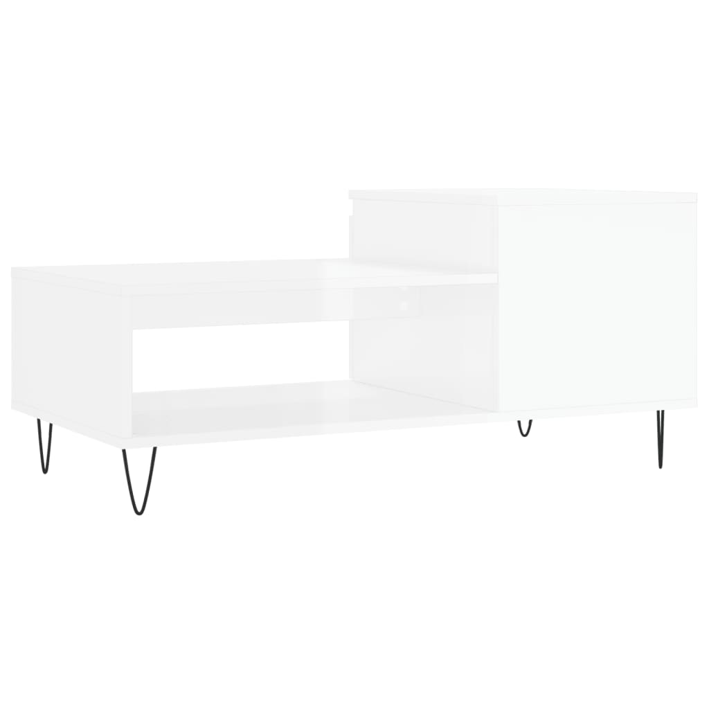 vidaXL Mesa de centro 100x50x45 cm derivados madeira branco brilhante