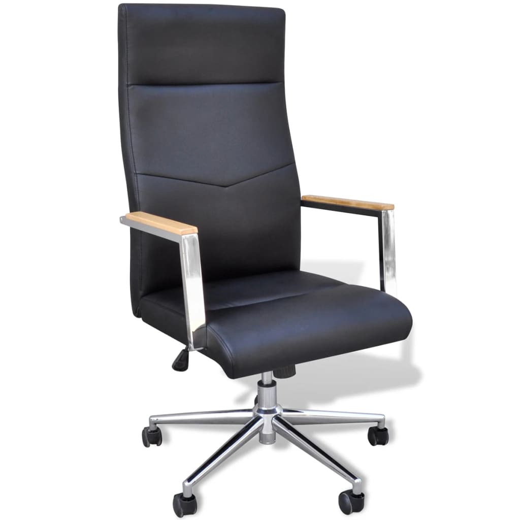 Cadeira giratória para escritório, couro artificial / Preta