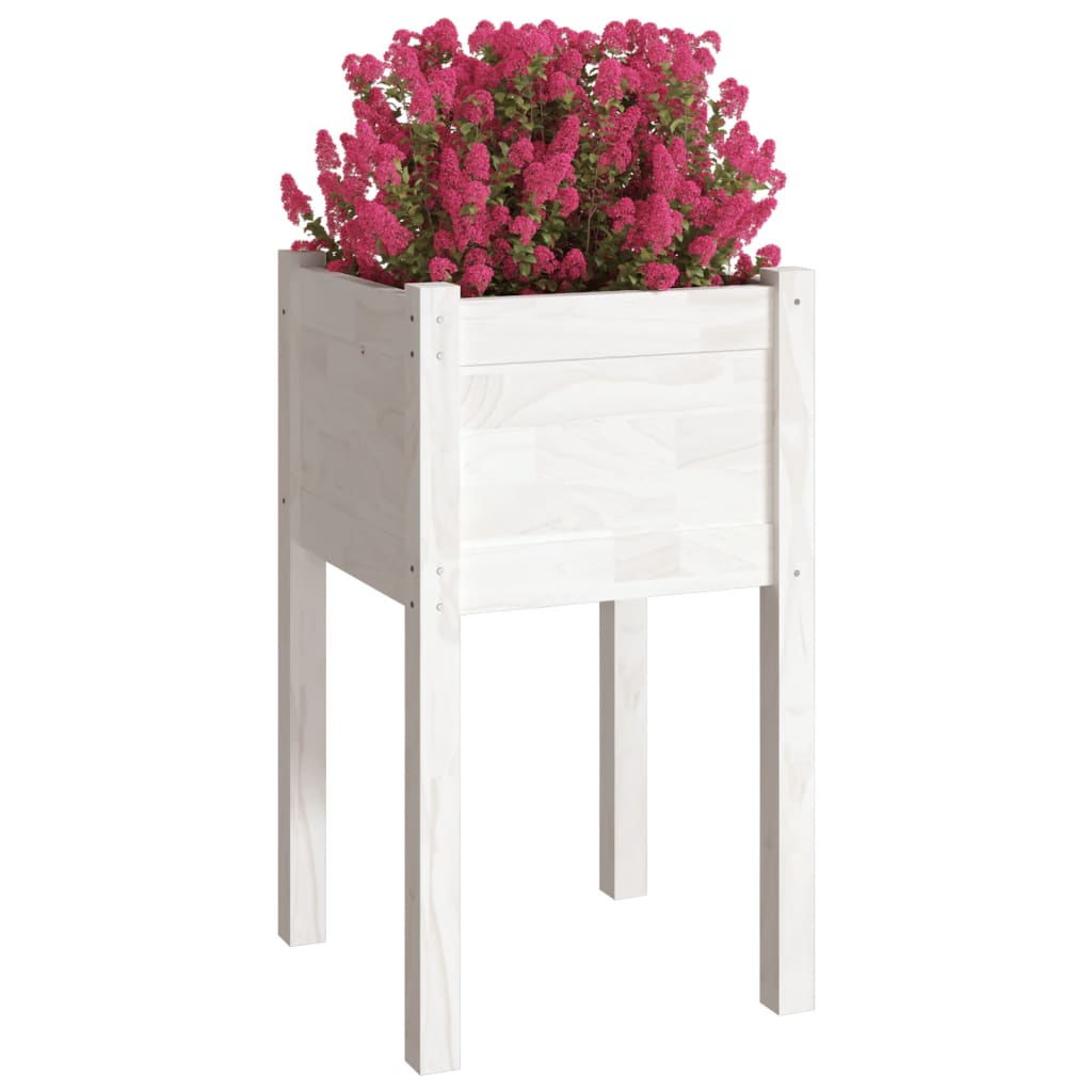 vidaXL Vaso de jardim 40x40x70 cm madeira de pinho maciça branco