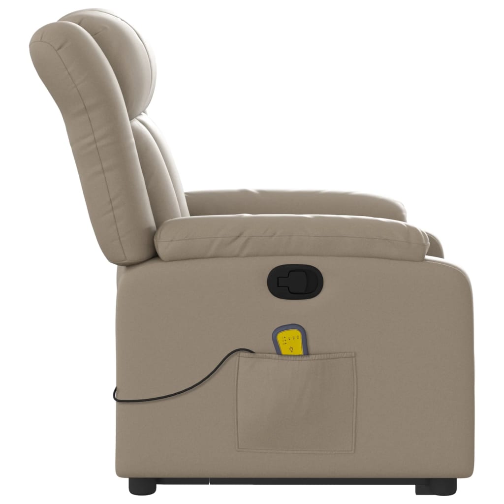 vidaXL Poltrona massagens reclinável elevatória couro art. cappuccino