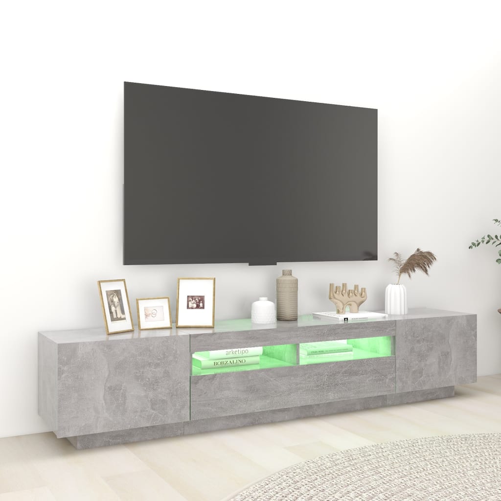 vidaXL Móvel de TV com luzes LED 200x35x40 cm cinzento cimento