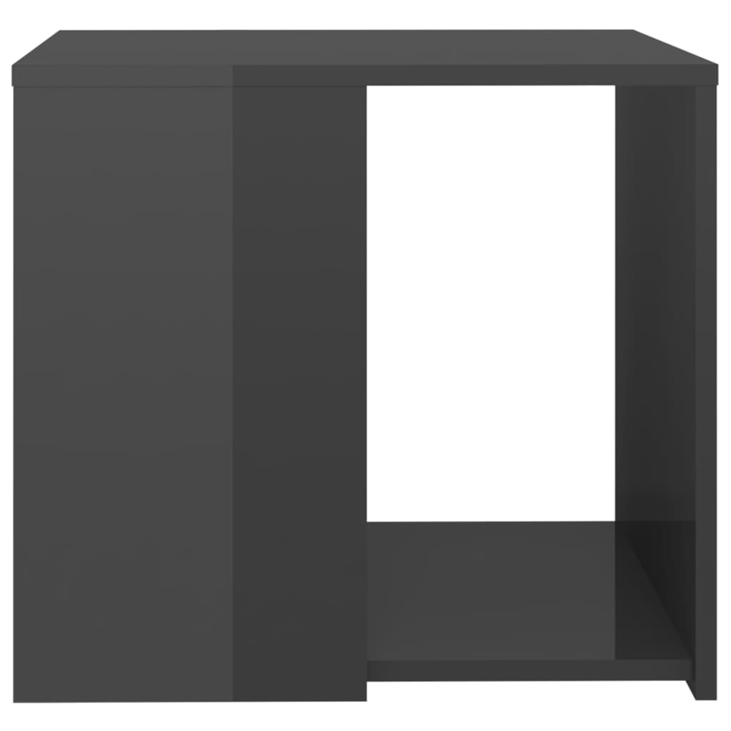 vidaXL Mesa de apoio 50x50x45 cm contraplacado cinzento brilhante