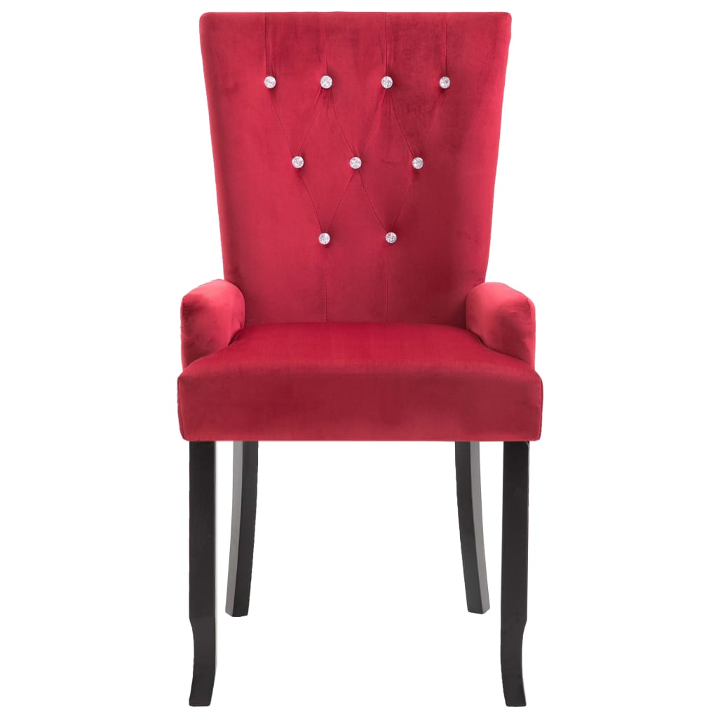 vidaXL Cadeira de jantar com apoio de braços veludo vermelho