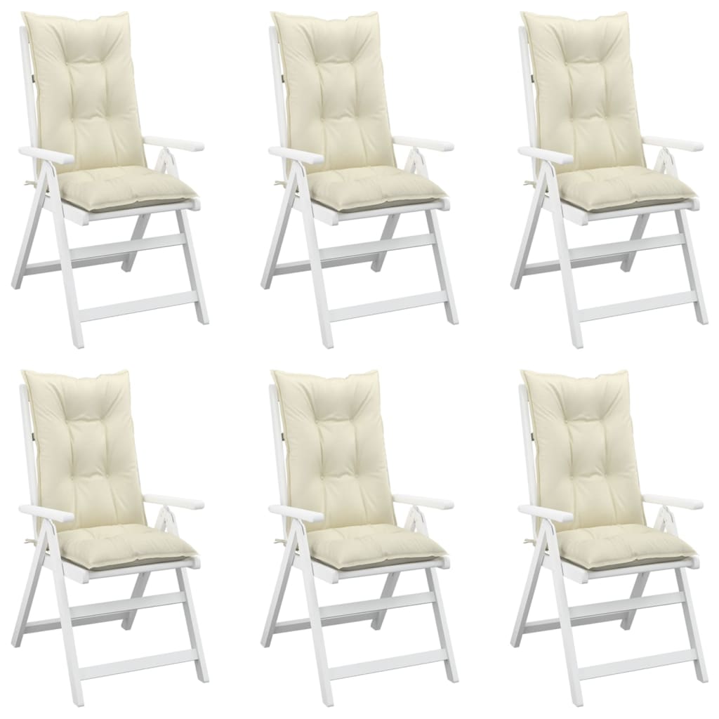 vidaXL Almofadões para cadeiras altas de jardim 6 pcs tecido creme