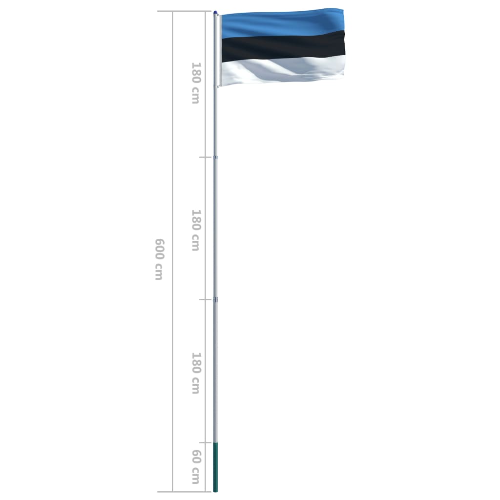 vidaXL Bandeira da Estónia com mastro de alumínio 6 m