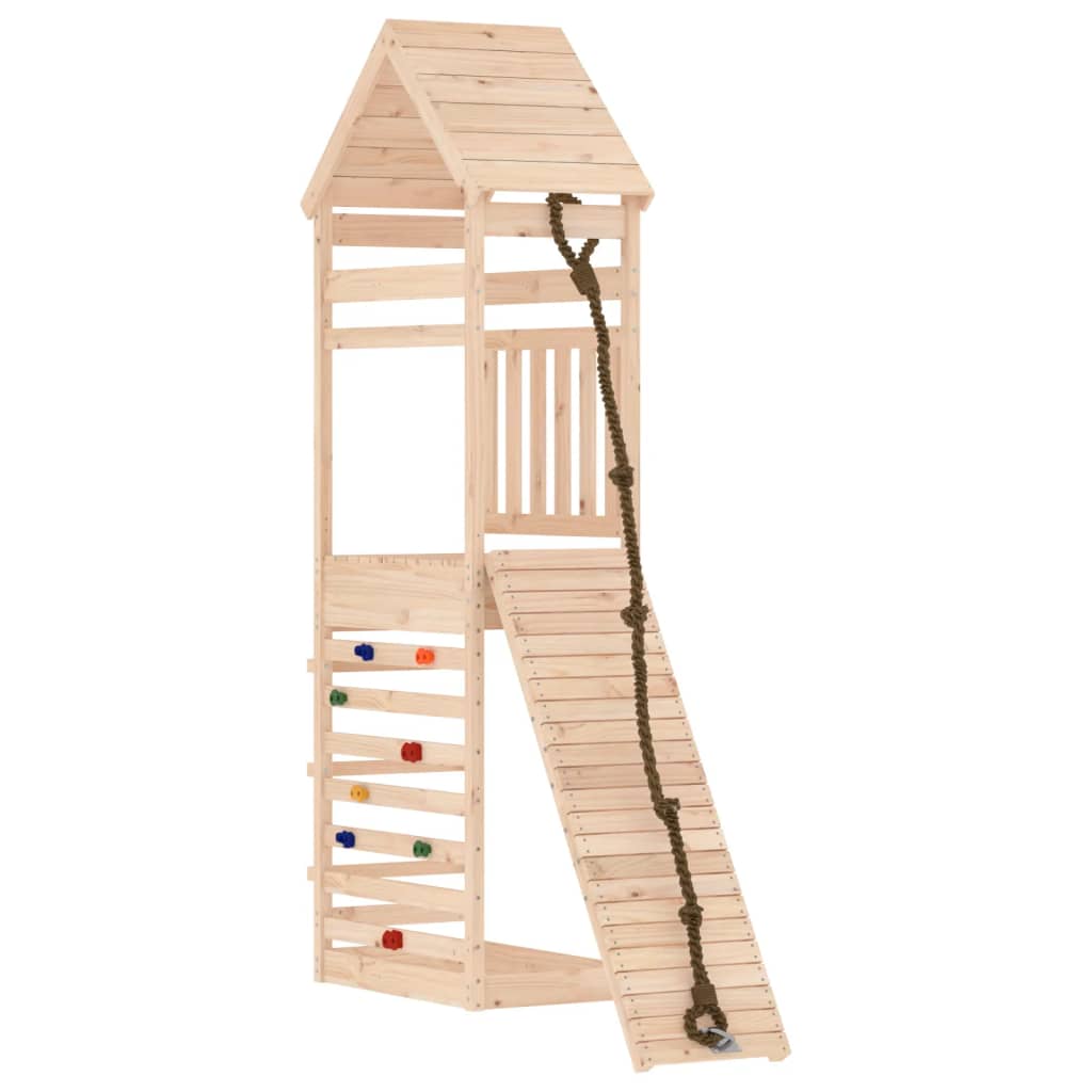 vidaXL Casa de brincar com parede de escalar madeira de pinho maciça