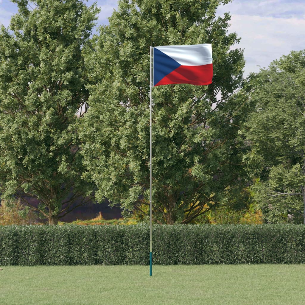 vidaXL Bandeira da República Checa e mastro 5,55 m alumínio