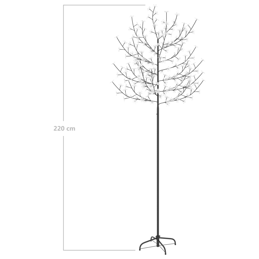 vidaXL Árvore de Natal 220 LED flor cerejeira luz branco quente 220 cm