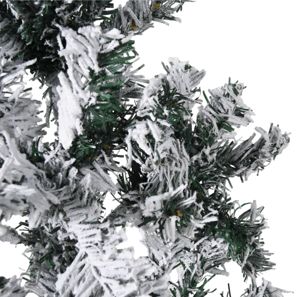 vidaXL Meia árvore de Natal fina com flocos de neve 240 cm
