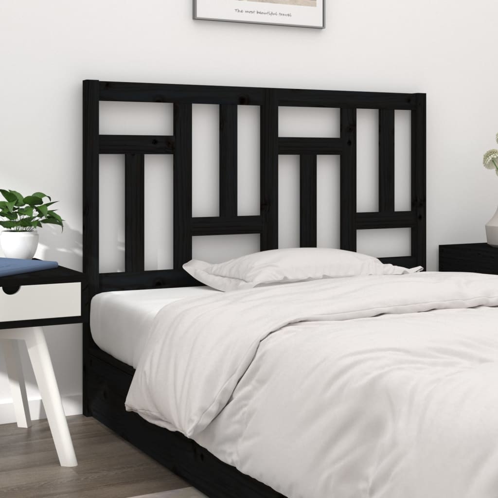 vidaXL Cabeceira de cama 205,5x4x100 cm pinho maciço preto