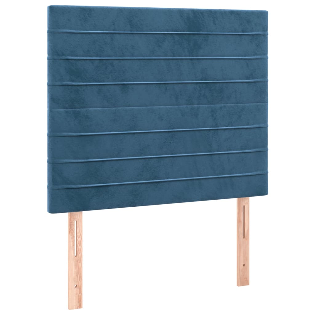 vidaXL Cama com molas/colchão 100x200 cm veludo azul-escuro
