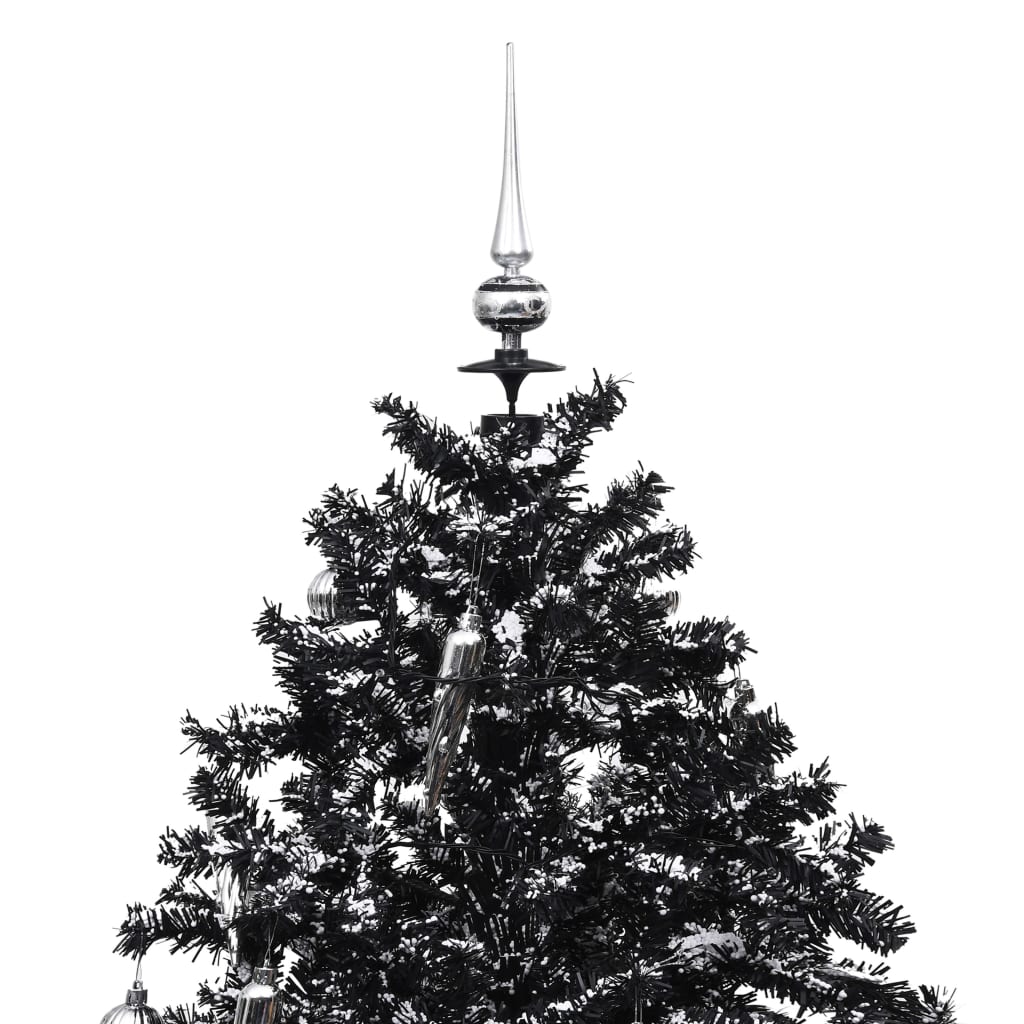 vidaXL Árvore Natal c/ neve base formato guarda-chuva 140 cm PVC preto