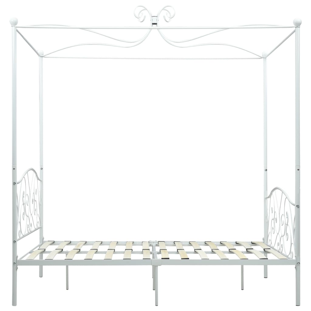 vidaXL Estrutura de cama com dossel metal 140x200 cm branco
