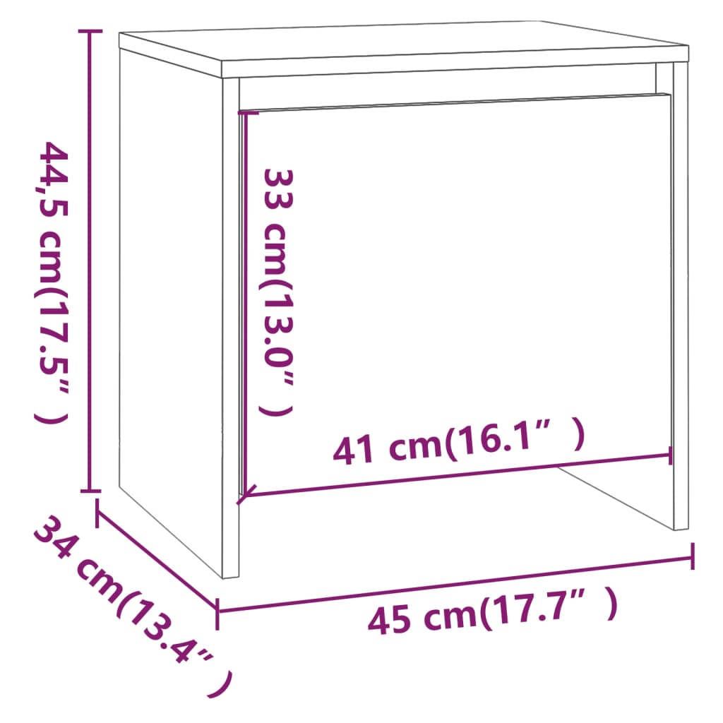vidaXL Mesa de cabeceira 45x34x44,5 cm aglomerado branco
