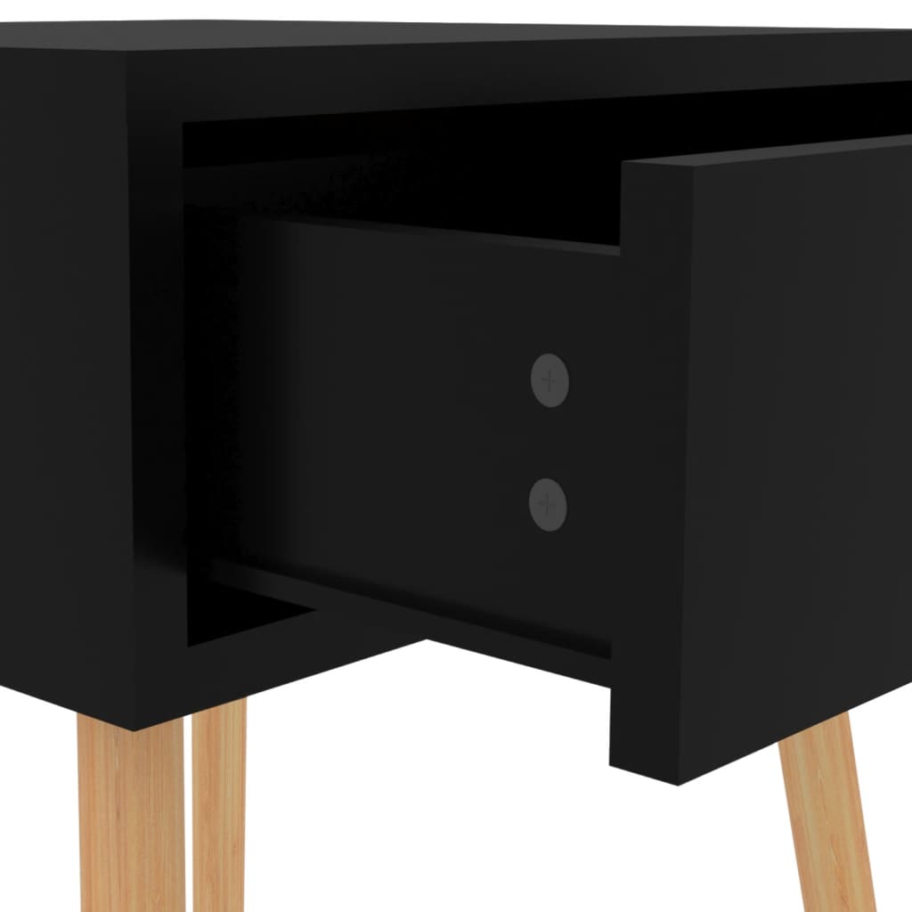 vidaXL Mesa de cabeceira derivados de madeira preto brilhante