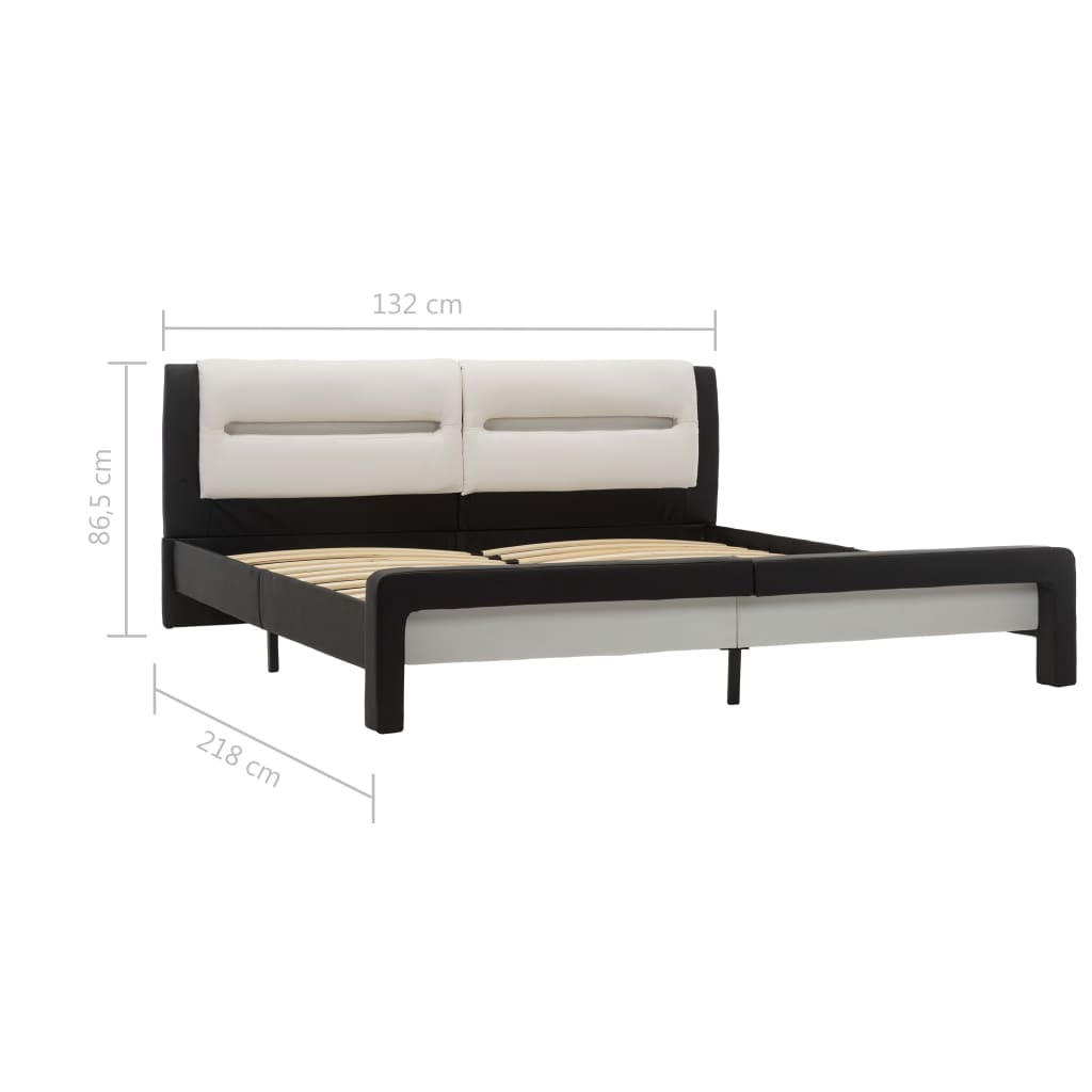 vidaXL Estrutura cama c/ LED 120x200 cm couro artificial preto/branco