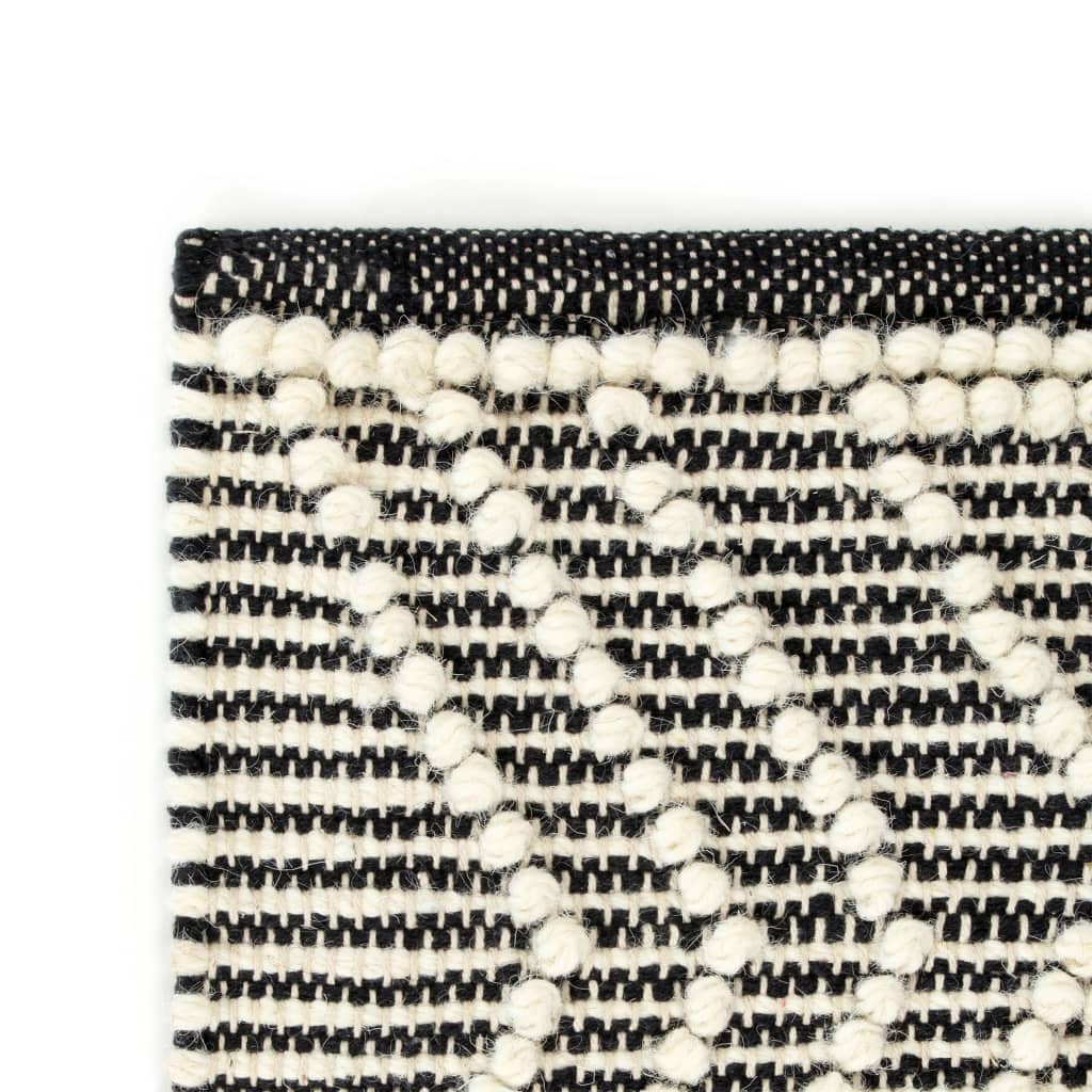 vidaXL Tapete tecido à mão 160x230cm lã preto/branco