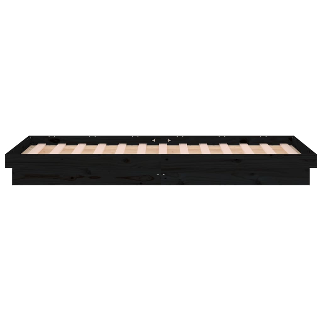 vidaXL Estrutura de cama c/ LED solteiro 90x190cm madeira maciça preto