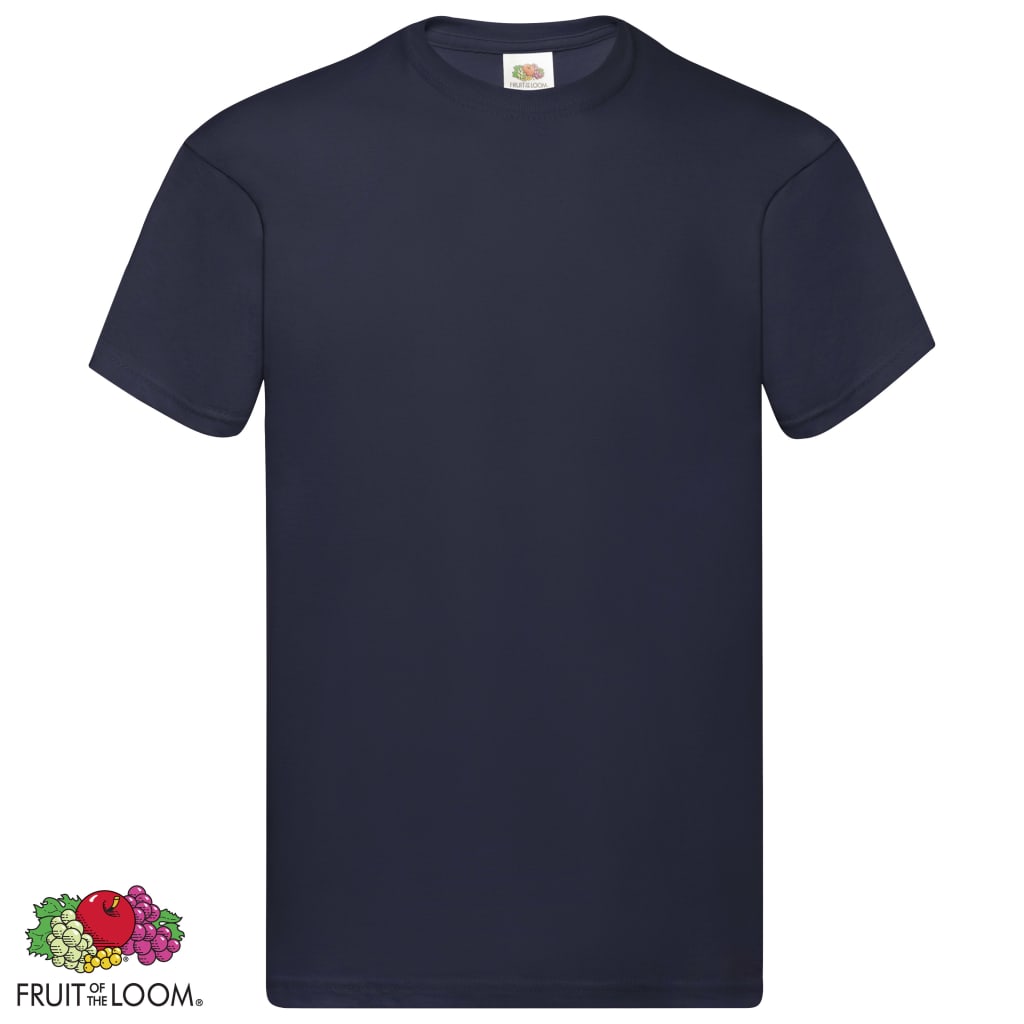 Fruit of the Loom T-shirts originais 5 pcs algodão 3XL azul-escuro