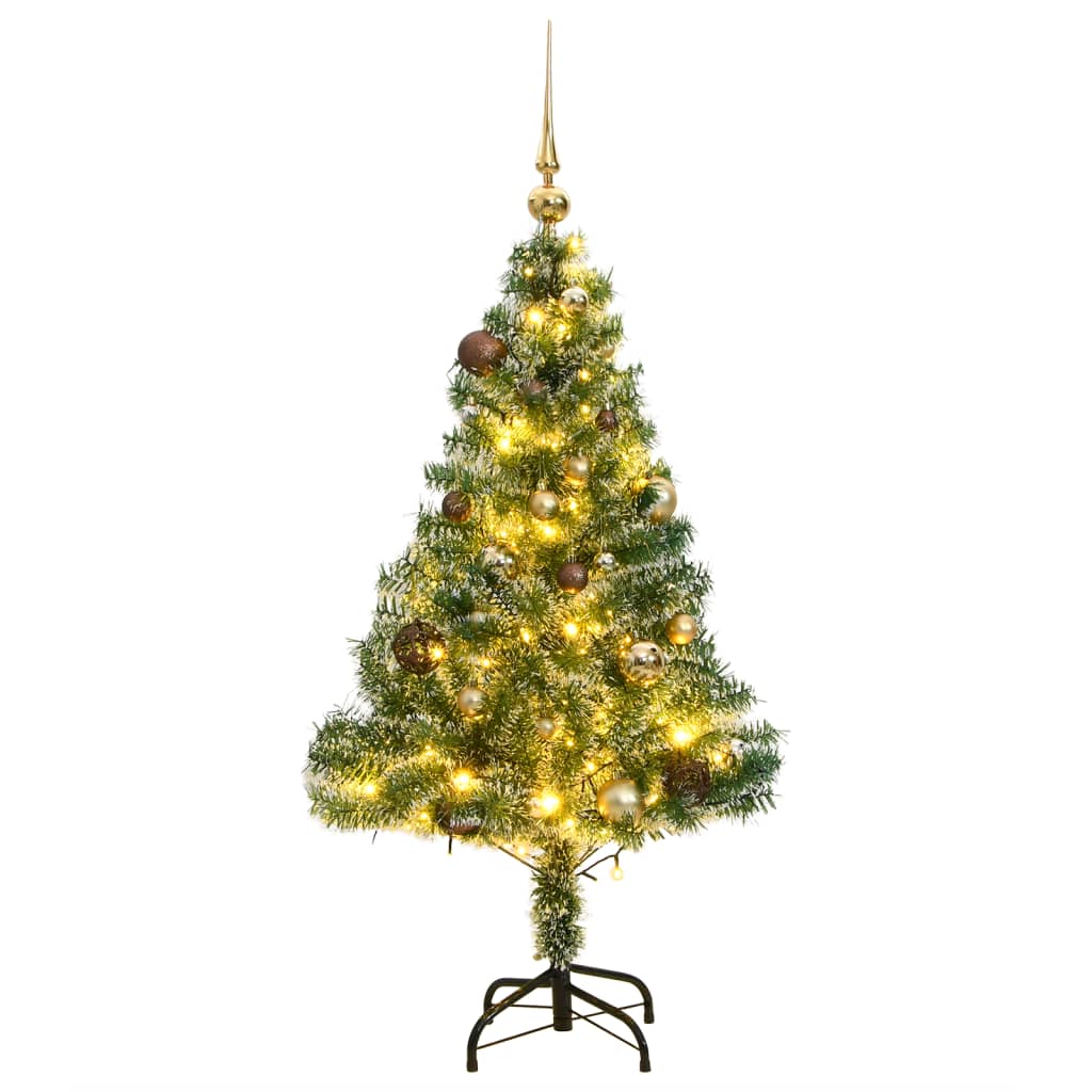 vidaXL Árvore de Natal artificial c/ 150 LEDs conj. bolas e neve 120cm