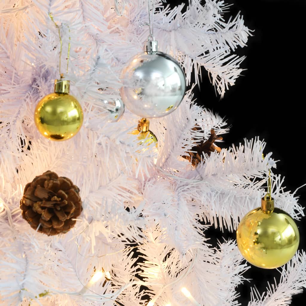 vidaXL Árvore de Natal artificial pré-iluminada enfeites 210cm branco