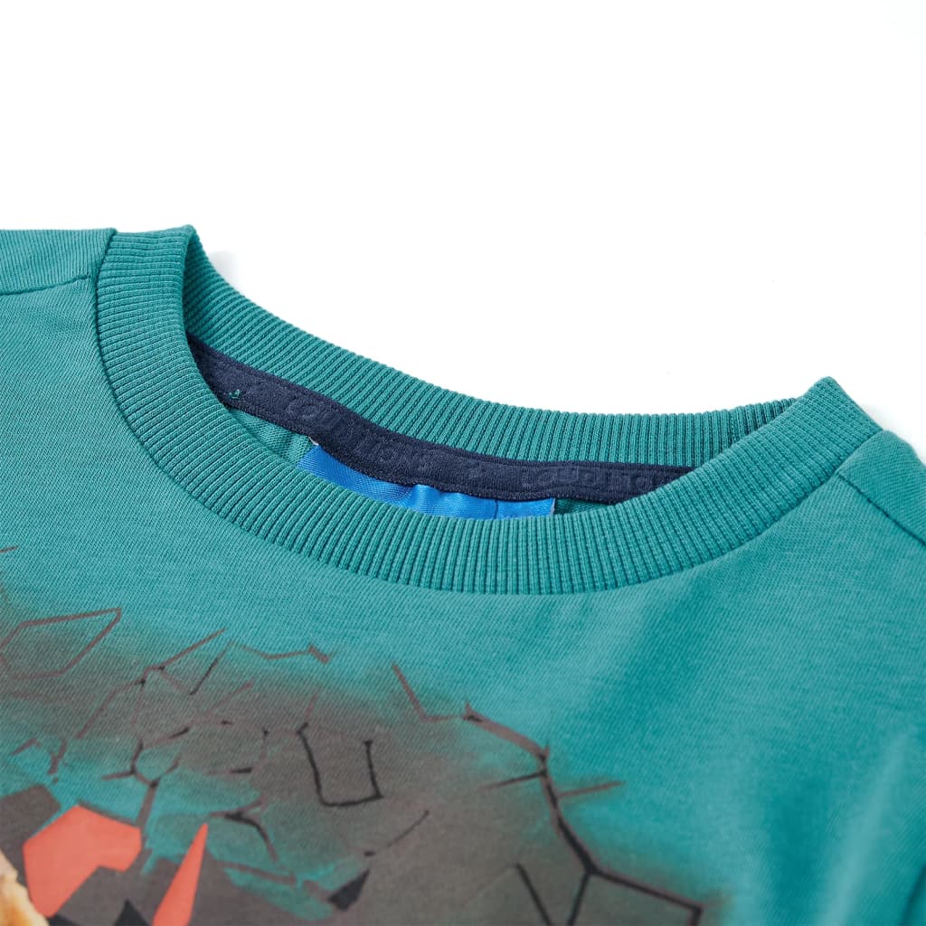 T-shirt de manga comprida para criança ciano-escuro 92