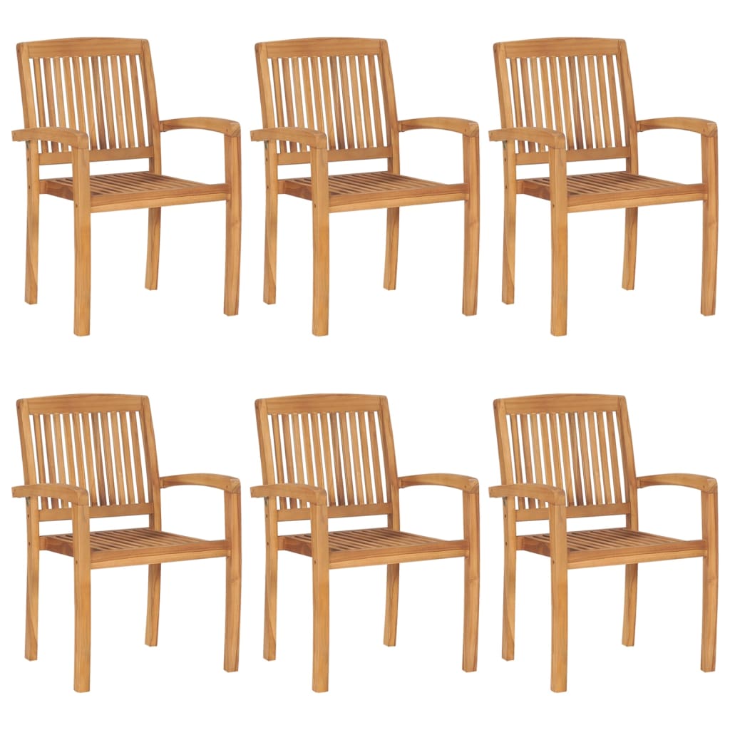 vidaXL Cadeiras de jardim empiháveis 6 pcs madeira teca maciça