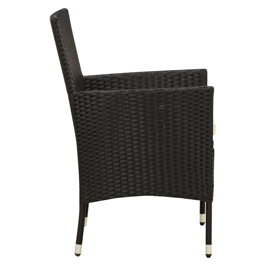 vidaXL Cadeiras de jardim com almofadões 2 pcs vime PE preto
