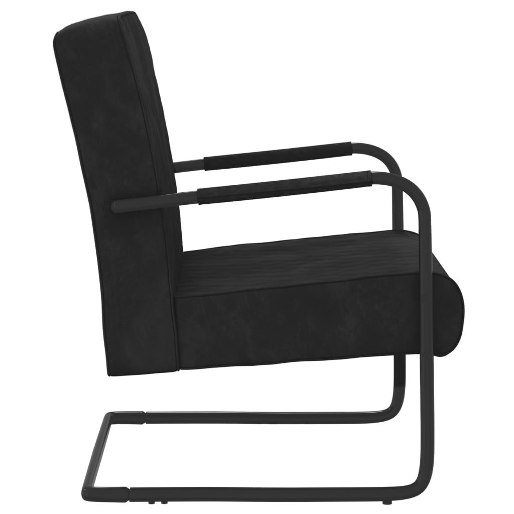 vidaXL Cadeira cantilever veludo preto