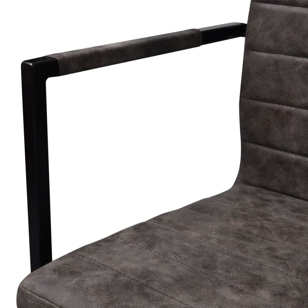 vidaXL Cadeiras de jantar cantilever 4 pcs couro artificial castanho