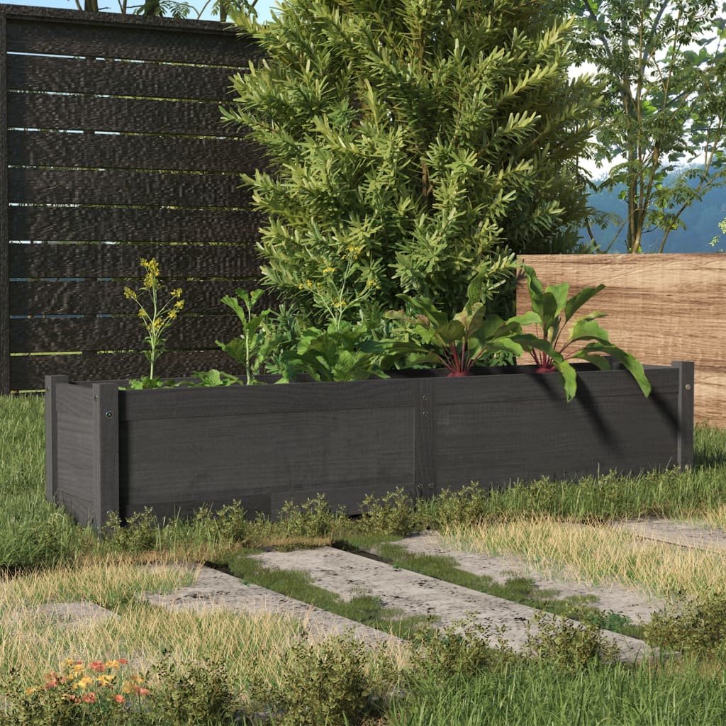 vidaXL Canteiro elevado de jardim 150x31x31 cm pinho maciço cinzento