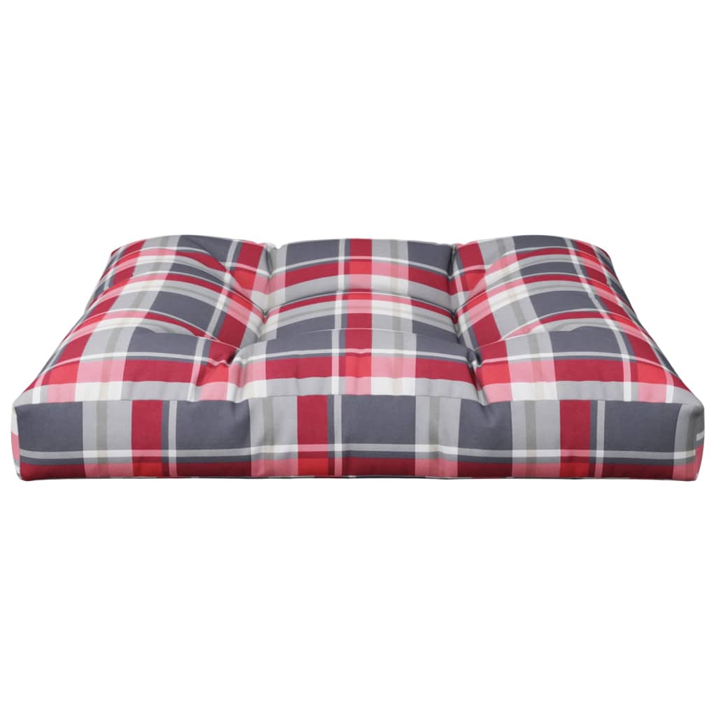 vidaXL Almofadão p/ sofá de paletes 70x70x12 cm tecido xadrez vermelho
