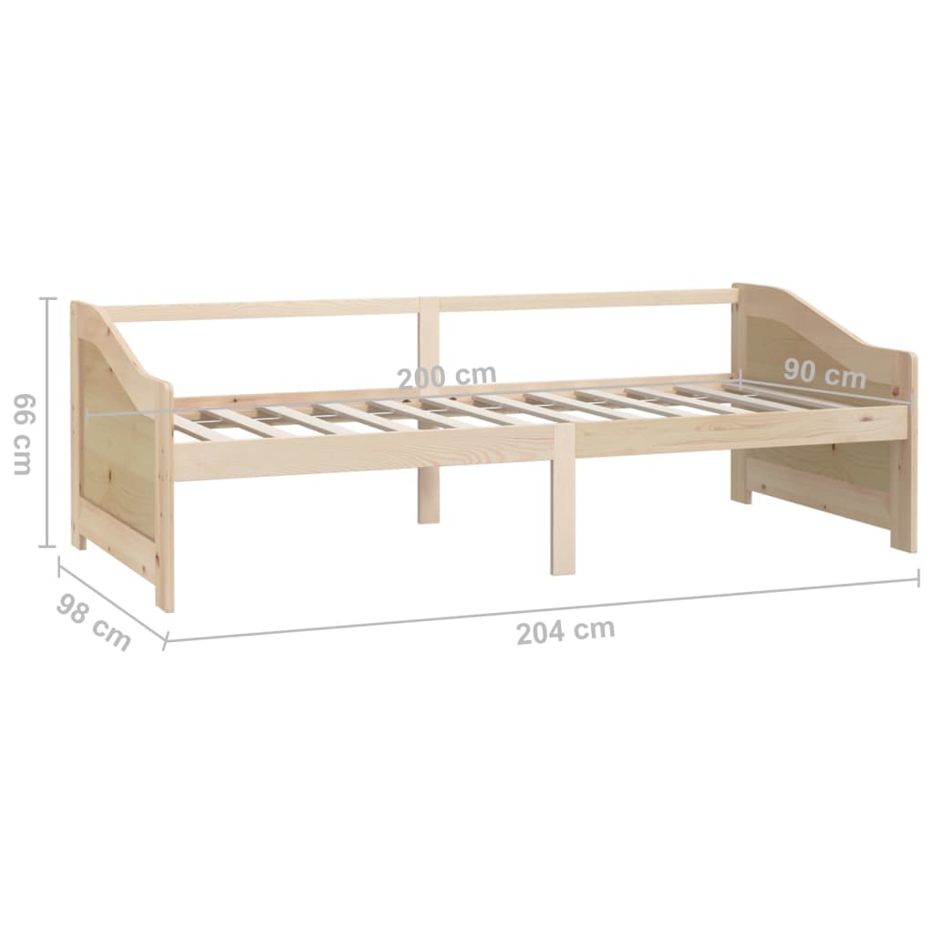 vidaXL Sofá-cama de 3 lugares 90x200 cm madeira de pinho maciça