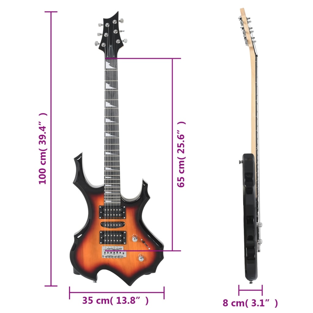 vidaXL Guitarra elétrica p/ iniciantes com saco 4/4 39" castanho/preto