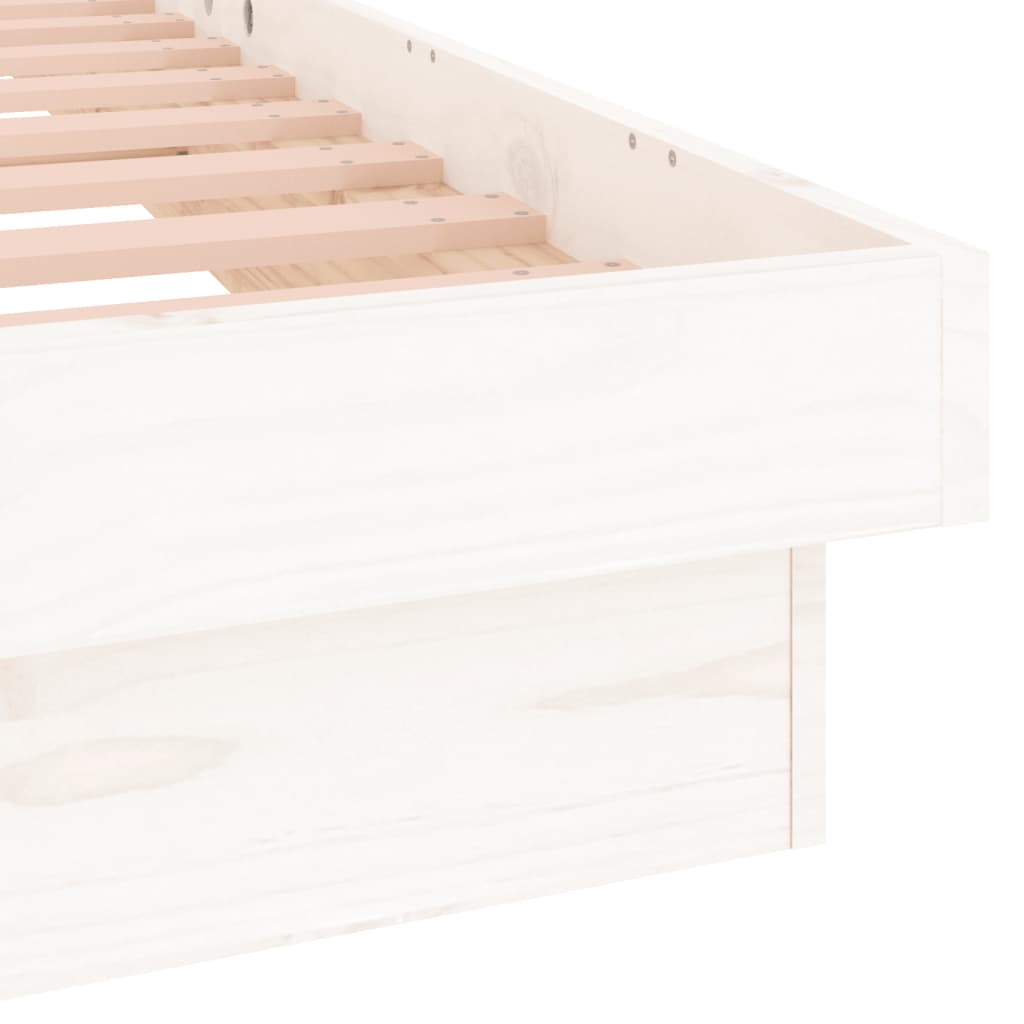 vidaXL Estrutura de cama c/ luzes LED 90x200 cm madeira maciça branco