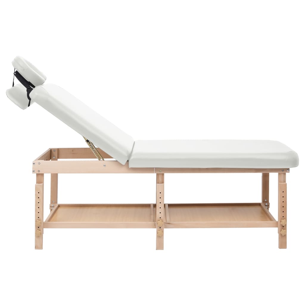 vidaXL Mesa de massagens com 2 zonas couro artificial branco