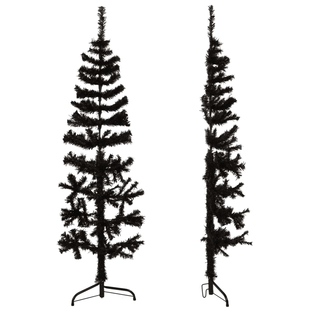 vidaXL Meia árvore de Natal fina com suporte 120 cm preto