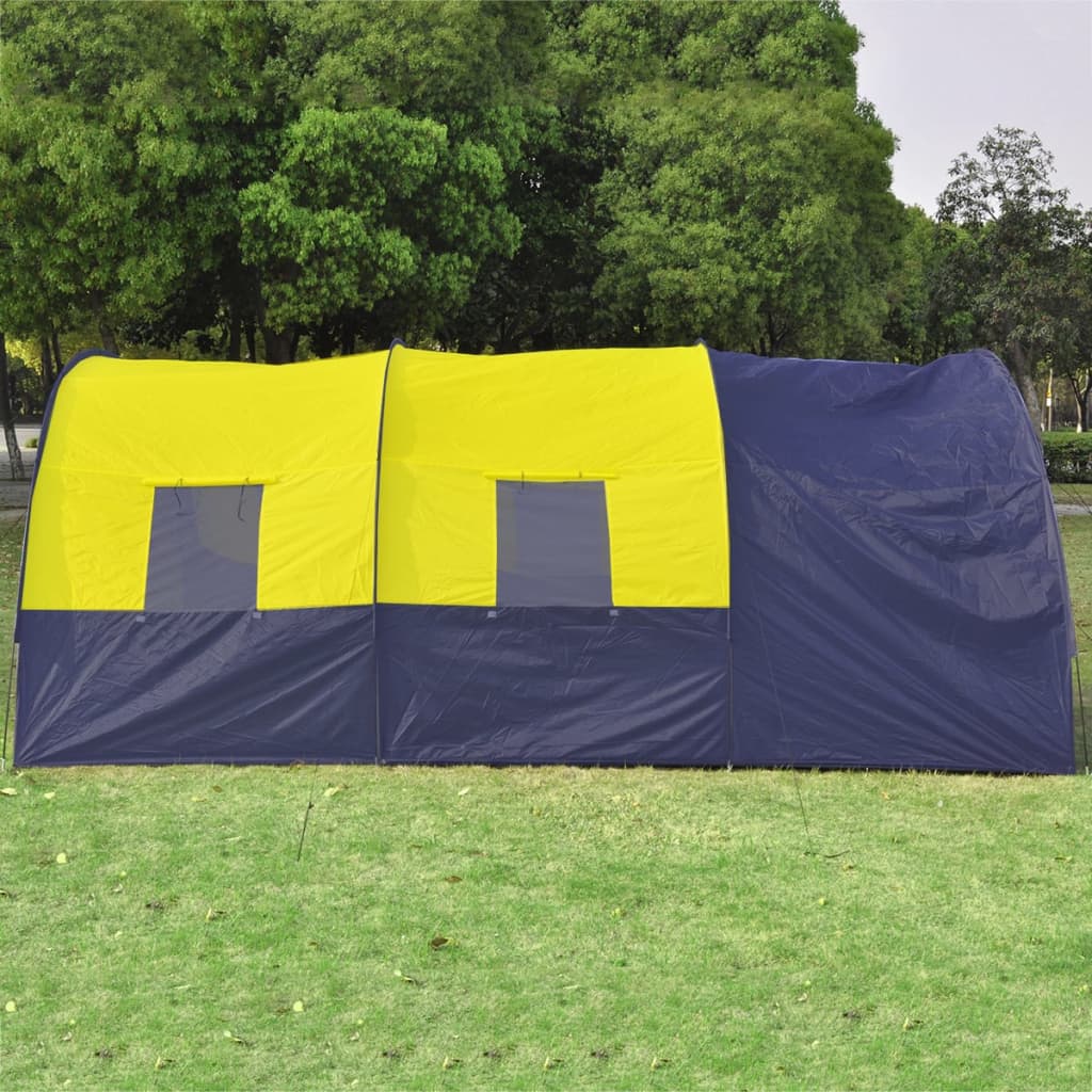 vidaXL Tenda de campismo para 6 pessoas azul e amarelo