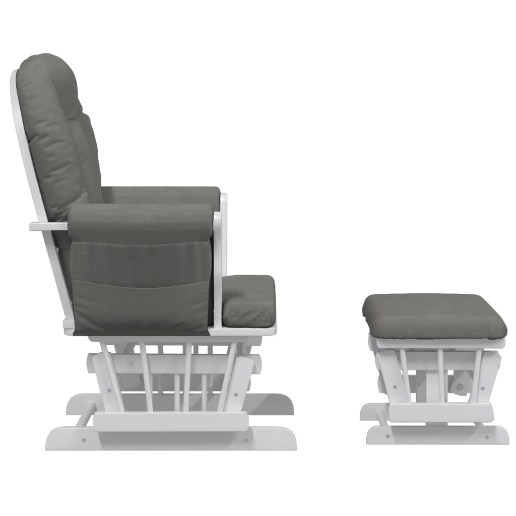 vidaXL Cadeira de amamentação com banco tecido cinzento-escuro