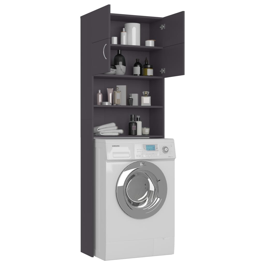 vidaXL Armário máquina de lavar roupa 64x25,5x190 cm aglomerado cinza