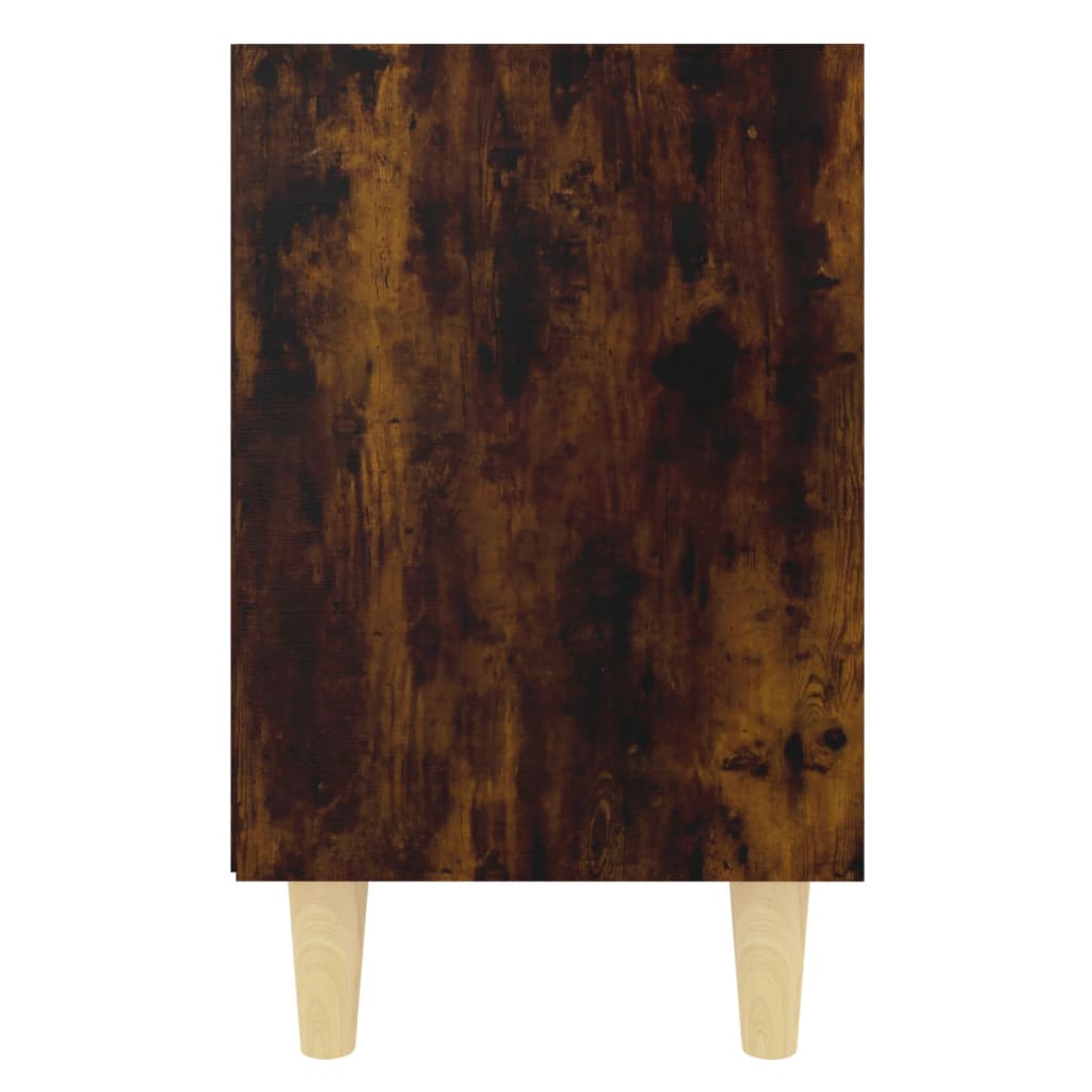 vidaXL Mesa cabeceira pernas de madeira 40x30x50 cm carvalho fumado