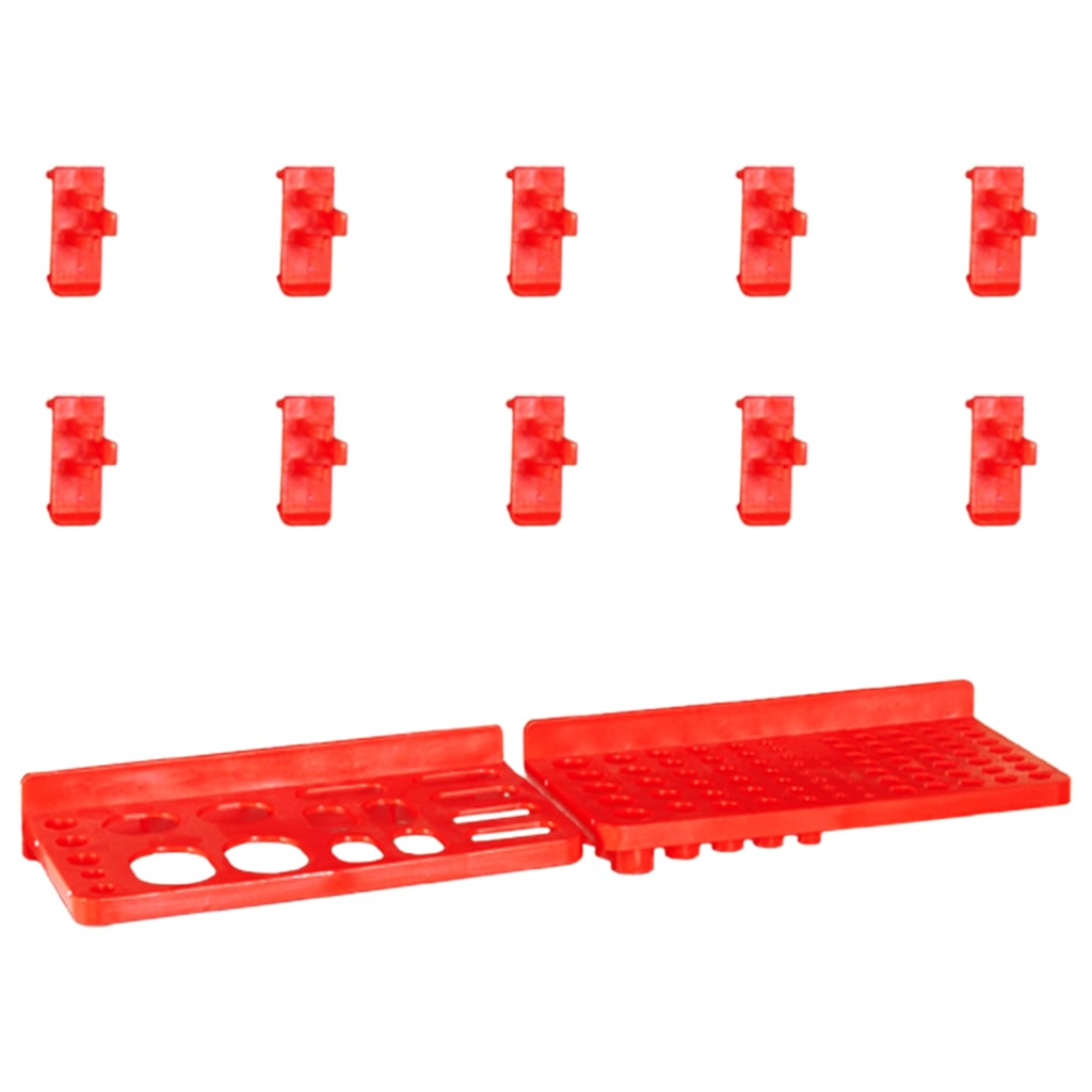 vidaXL 29 pcs kit caixas arrumação com painéis parede vermelho e preto