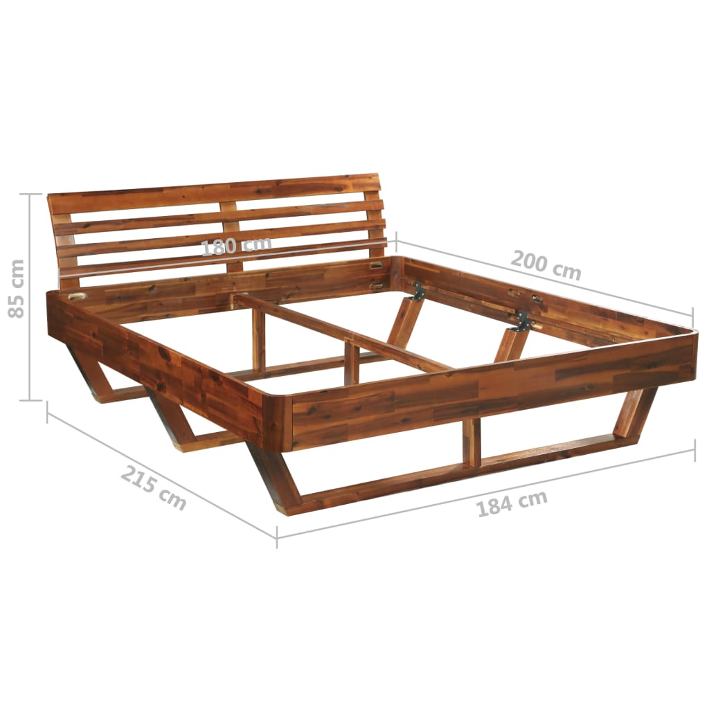 vidaXL Estrutura cama c/ 2 mesas de cabeceira acácia maciça 180x200cm