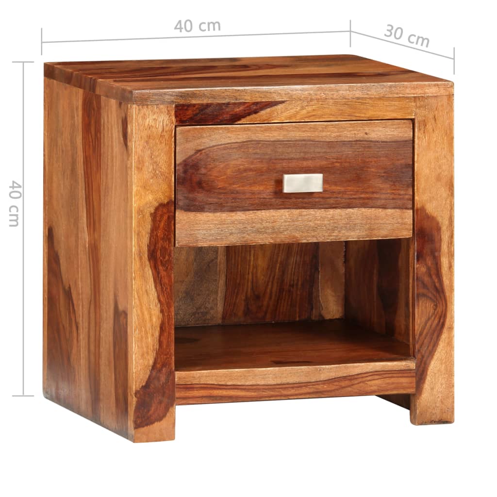 vidaXL Mesa de cabeceira com 1 gaveta, madeira de sheesham maciça