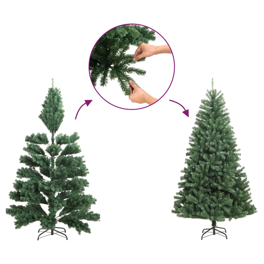 vidaXL Árvore de Natal fina madeira e pinhas genuínas 150 cm PVC verde