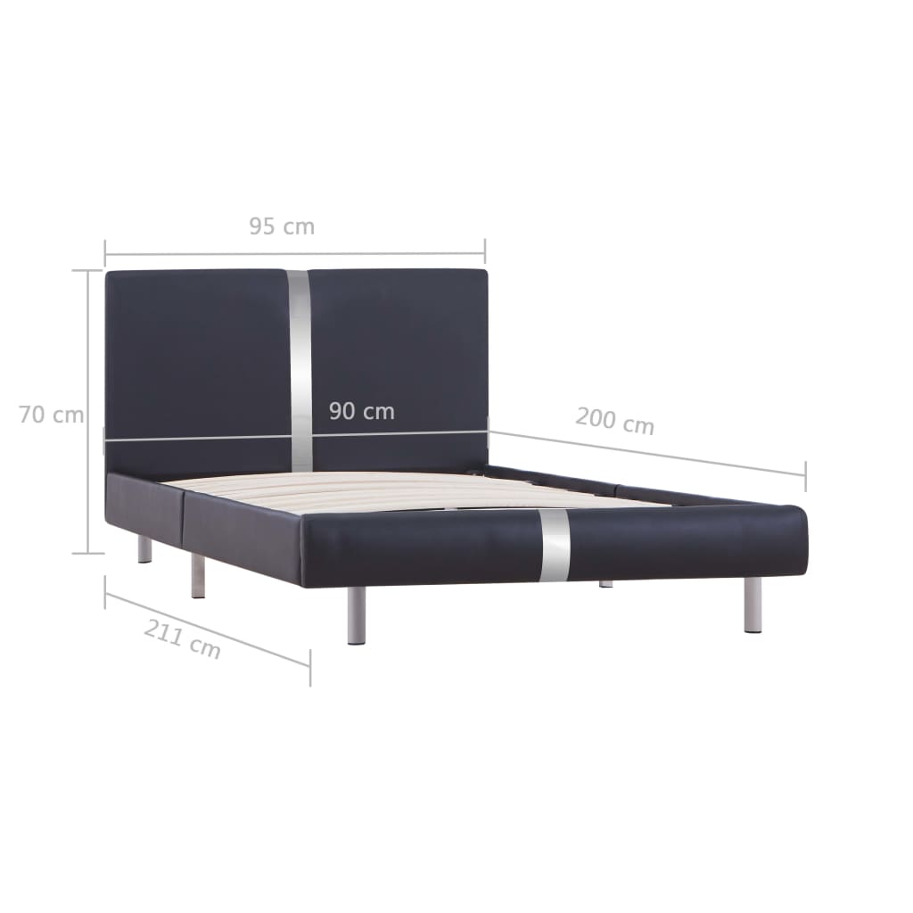 vidaXL Estrutura de cama 90x200 cm couro artificial preto