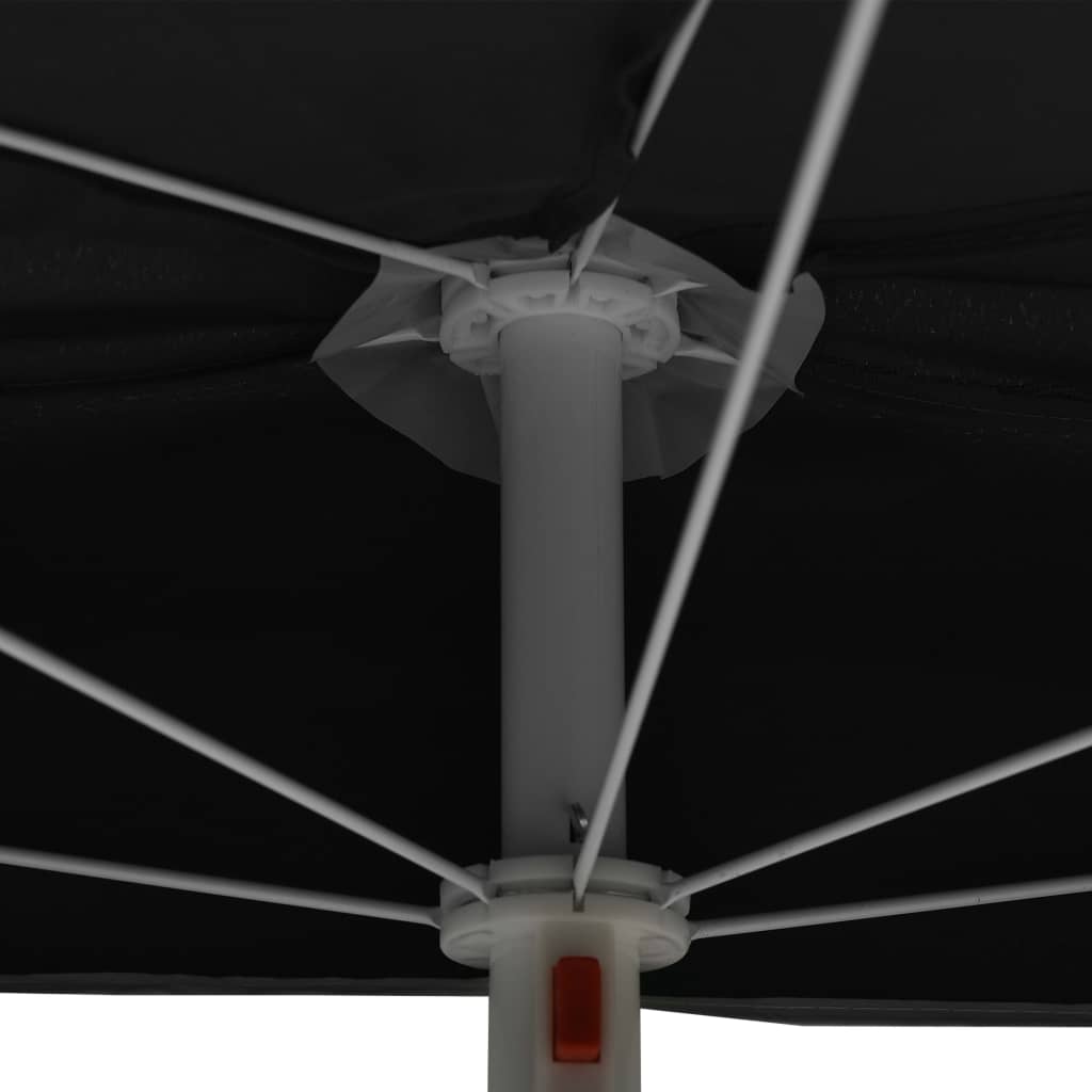 vidaXL Guarda-sol semicircular com mastro 180x90 cm preto