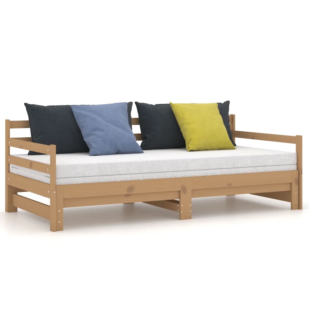 vidaXL Estrutura sofá-cama de puxar 2x(90x200) cm pinho castanho-mel